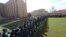 Armenia -- Riot police cordon off a government building during an opposition protest, Yerevan, February 23, 2021.