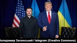 Владимир Зеленский и Дональд Трамп встречаются на полях Генассамблеи ООН, Нью-Йорк, 23 сентября 2025 года