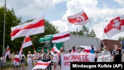 Протест на границе Литвы и Беларуси