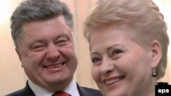 Президент Литвы Даля Грибаускайте (справа) и президент Украины Петр Порошенко 