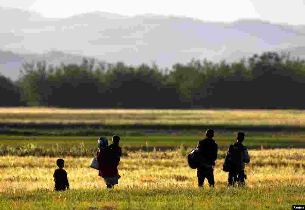 Афганская семья пробирается к греко-македонской границе в попытке попасть на территорию Македонии