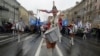 RUSSIA -- Drummers perform during a May Day rally in Saint Petersburg on May 1, 2018. 