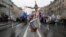 RUSSIA -- Drummers perform during a May Day rally in Saint Petersburg on May 1, 2018. 