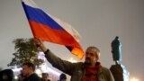 Members and supporters of the Russian Communist Party hold a rally in Moscow