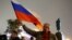 Members and supporters of the Russian Communist Party hold a rally in Moscow
