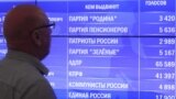 RUSSIA -- A screen displays preliminary results of the elections held on Single Voting Day, at the Information Center of the Russian Central Election Commission, in Mosvow, September 9, 2019