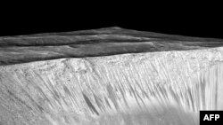 Темные полосы - вероятные ручьи воды на Марсе