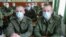 DONETSK, UKRAINE - APRIL 16, 2021: Conscripts attend a class the Donetsk Higher Military Command School. New soldiers undergo military and political training, basic medical training, study army regulations and the daily routine of their military unit, ser
