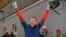 RUSSIA -- Russia-1 four-man bobsleigh, pilot Aleksandr Zubkov celebrates ther Gold Medal run in the Bobsleigh Four-man Heat 4 and final run at the Sanki Sliding Center during the Sochi Winter Olympics, February 23, 2014