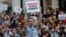 Moscow, Russia - People take part at a rally calling for opposition candidates to be registered for elections to Moscow City Duma, the capital's regional parliament, July 27, 2019