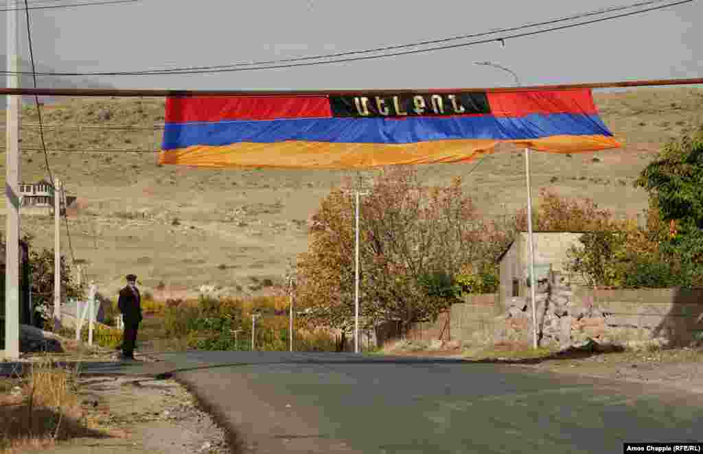 Armenia -- banners featuring the names of dead Armenian soldiers in and around Yerevan