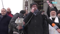 Вячеслав Сивчик на акции протеста против интеграции России и Беларуси, декабрь 2019 года, Минск
