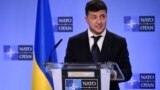 BELGIUM -- Ukraine's new President Volodymyr Zelensky holds a joint press conference with the NATO secretary general following their meeting at the NATO headquarters in Brussels, on June 04, 2019