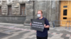 Российский журналист Александр Горохов в одиночном пикете в поддержку журналистов "Дождя" и "Важных историй"