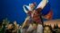 RUSSIA -- Russia soccer fans celebrate their team victory against Spain in Red Square after the round of 16 match between Spain and Russia at the 2018 soccer World Cup at the Luzhniki Stadium in Moscow, July 1, 2018