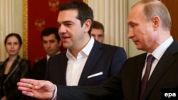 Президент России Владимир Путин и премьер-министр Греции Алексис Ципрас, 8 апреля 2015 