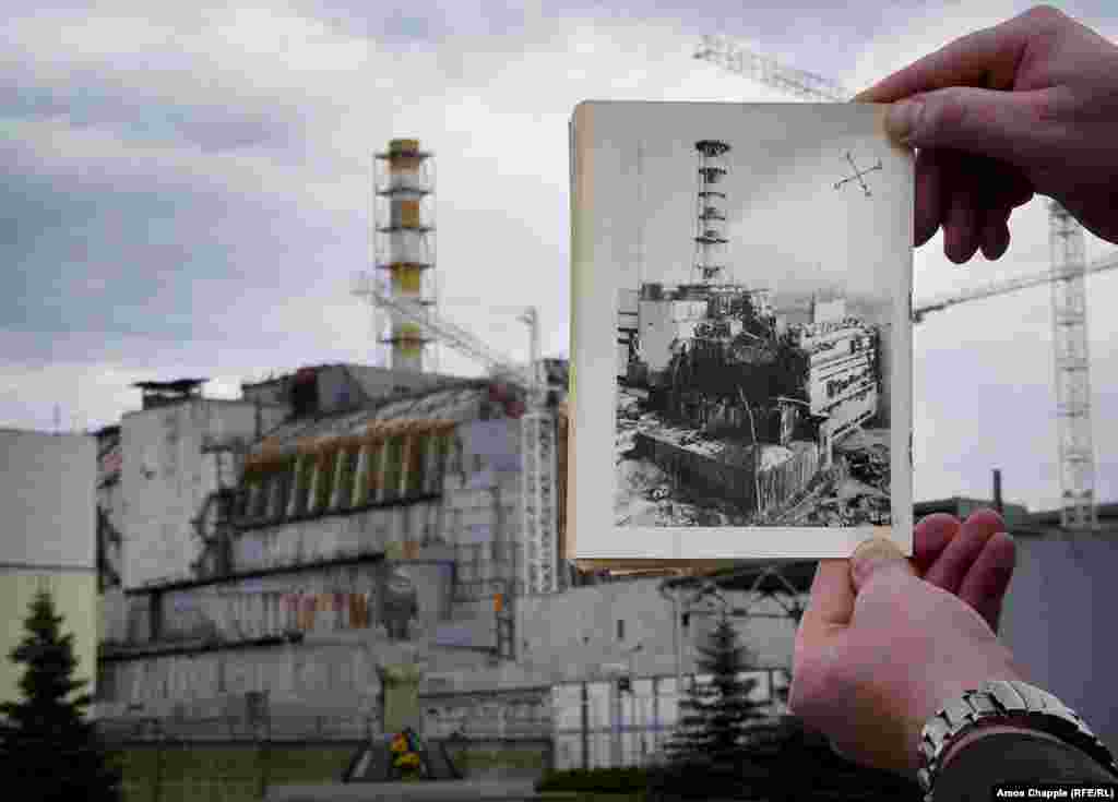 Вид на атомную электростанцию в Чернобыле через 30 лет после взрыва