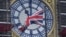 U.K. - The British union flag is seen fluttering as the clock face of Big Ben shows eleven o'clock, London, January 30, 2020