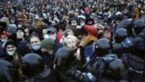 RUSSIA – People clash with police during a protest against the jailing of opposition leader Alexei Navalny in St.Petersburg, Jan. 23, 2021