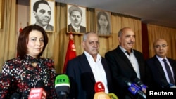 Представители Национального квартета за диалог в Тунисе на пресс-конфренции, 21 сентября 2013