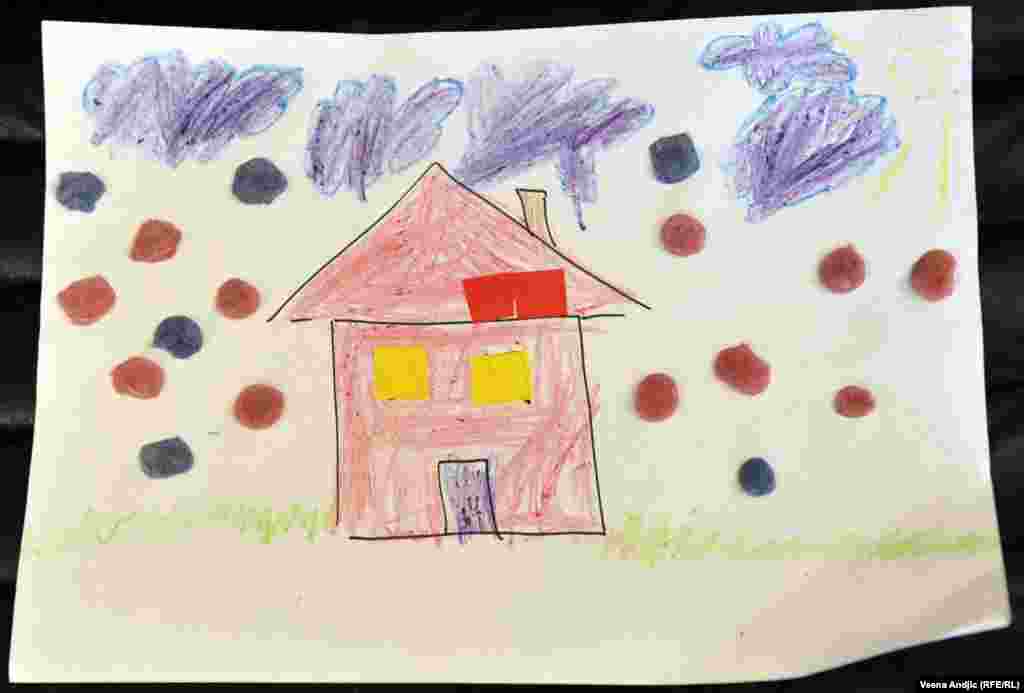 Лишь некоторые нарисовали то, через что им пришлось пройти, говорит психолог. Рисунок 5-летнего Ахмеда из Сирии