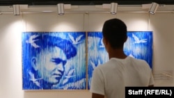 Портрет Ислама Каримова на выставке в Ташкенте