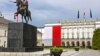 Poland - Presidential Palace in Warsaw, Poland with the polish flag, 2019