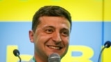 Ukraine's President Volodymyr Zelenskiy speaks at his party's headquarters after the July 21, 2019 parliamentary elections. 