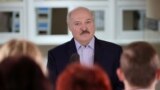 Stolbtsy in Minsk Region, Belarus - Belarusian President Alexander Lukashenko meets with medical workers as he visits a local hospital in the town of Stolbtsy