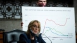 Washington, D.C., U.S. - An aide holds a chart as Senator Maggie Hassan, a Democrat from New Hampshire, speaks during a Senate Health, Education, Labor and Pensions Committee hearing on efforts to get back to work and school during the coronavirus disease