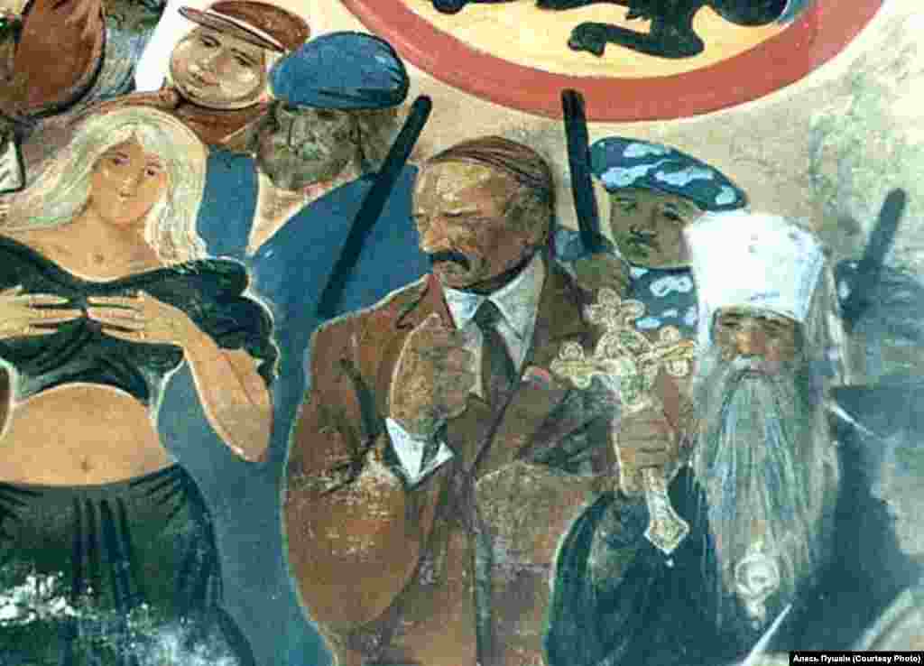 Образ Александра Лукашенко на росписи в церкви в деревне Бобр, автор Алесь Пушкин.