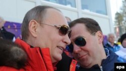 Владимир Путин и Дмитрий Медведев на Олимпиаде в Сочи