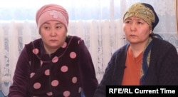 Aizada Kanatbekova's aunt, Baktygul Shakenova (left), and mother, Nazgul Shakenova, recount their experiences with Bishkek police after Kanatbekova's April 5 kidnapping.