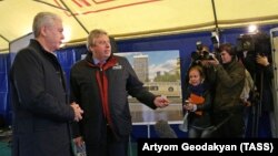 Андрей Черняков с мэром Москвы Собяниным на презентации первой очереди Алабяно-Балтийского тоннеля
