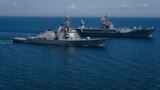 AT SEA -- The U.S. Navy Arleigh Burke-class guided-missile destroyer USS Porter and the Blue Ridge-class command and control ship USS Mount Whitney sail in formation during the U.S.-Ukraine multinational maritime exercise Sea Breeze 2018 in the Black Sea 
