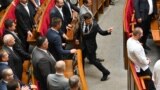 UKRAINE -- Ukrainian President Volodymyr Zelenskiy walks in the parliament after his inauguration ceremony in Kyiv, May 20, 2019