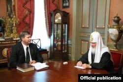 Встреча патриарха Кирилла с министром юстиции Андреем Коноваловым 3 июля 2009 года
