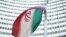 An Iranian flag waves in a wind outside the Vienna International Centre hosting the United Nations (UN) headquarters and the International Atomic Energy Agency (IAEA)