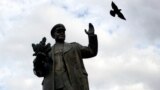 CZECH REPUBLIC -- A bird flies past the monument of Soviet World War II commander Ivan Stepanovic Konev in Prague, September 12, 2019