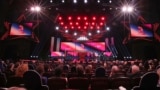 RUSSIA -- Russian Presidential Aide Vladimir Medinsky (background), chairman of the Russian Military Historical Society, speaks during the opening ceremony of the 42nd Moscow International Film Festival in Moscow, October 1, 2020