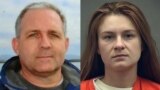 A combo photo shows Paul Whelan (left) and Maria Butina