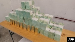 На снимке, предоставленном венгерским правительством 6 марта 2026 года, изображены деньги и золотые слитки, конфискованные из двух украинских бронированных автомобилей, перевозивших через страну $40 млн, 35 млн евро и девять кг золота. Фото AFP