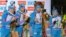 Austria -  First-placed Alexei Volkov, Dmitry Malyshko, Anton Shipulin, and Evgeny Garanichev (L-R) of Russia pose at an awards ceremony for the men's 4x7,5km relay race at the 2015/16 Season IBU Biathlon World Cup stage in Hochfilzen.