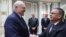 BELARUS -- Belarusian President Alyaksandr Lukashenka, left, greets International Ice Hockey Federation President Rene Fasel during their meeting in Minsk, January 11, 2021