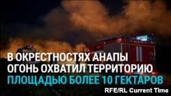 Сильный пожар в окрестностях курортной Анапы: горит заболоченный лес в плавнях