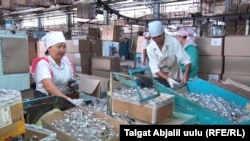 Рабочие на ламповом заводе в Майлуу-Суу