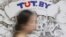 BELARUS -- MINSK, SEPTEMBER 29, 2020: A woman walks at the office of the online media outlet Tut.by. According to the order of Belarus' Ministry of Information as of 29 September 2020, the operation of Tut.by will be suspended for 3 months from 1 October 
