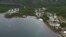 RUSSIA -- An aerial view of the Black Sea coast following an oil spill that happened while being pumped into the Minerva Symphony tanker, near Novorossiysk, Russia, Thursday, Aug. 12, 2021.