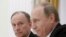Russia -- Russian Security Council Secretary Nikolai Patrushev (L) looks at President Vladimir Putin during a meeting with the BRICS countries' senior officials in charge of security matters at the Kremlin in Moscow, Russia, May 26, 2015
