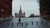 A law enforcement officer walks through Red Square in Moscow
